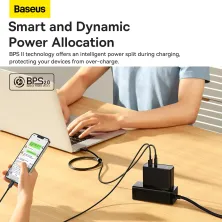 Мережевий зарядний пристрій Baseus GaN5 Pro Fast Charger QC4.0+PD3.0 100W USB+Type-C 5A + кабель Baseus Type-C to Type-C 100W 20V/5A 1м Чорний