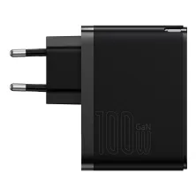 Мережевий зарядний пристрій Baseus GaN5 Pro Fast Charger QC4.0+PD3.0 100W USB+Type-C 5A + кабель Baseus Type-C to Type-C 100W 20V/5A 1м Чорний