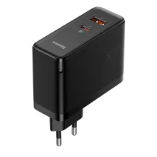 Мережевий зарядний пристрій Baseus GaN5 Pro Fast Charger QC4.0+PD3.0 100W USB+Type-C 5A + кабель Baseus Type-C to Type-C 100W 20V/5A 1м Чорний