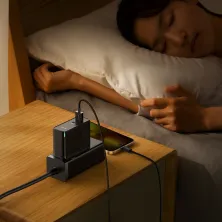 Мережевий зарядний пристрій Baseus GaN5 Pro Fast Charger QC4.0+PD3.0 100W USB+Type-C 5A + кабель Baseus Type-C to Type-C 100W 20V/5A 1м Чорний