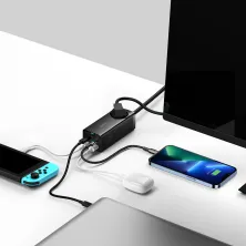Мережевий зарядний пристрій Baseus GaN3 Pro Fast Charger QC4.0 + PD3.0 65W AC + 2USB + 2Type-C 3A + кабель Baseus Type-C to Type-C 100W 20V/5A 1м Чорний