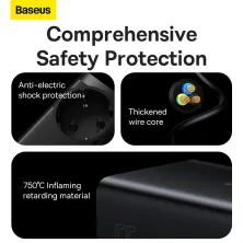 Мережевий зарядний пристрій Baseus GaN3 Pro Fast Charger QC4.0 + PD3.0 65W AC + 2USB + 2Type-C 3A + кабель Baseus Type-C to Type-C 100W 20V/5A 1м Чорний
