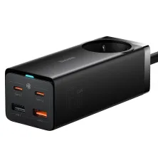 Мережевий зарядний пристрій Baseus GaN3 Pro Fast Charger QC4.0 + PD3.0 65W AC + 2USB + 2Type-C 3A + кабель Baseus Type-C to Type-C 100W 20V/5A 1м Чорний