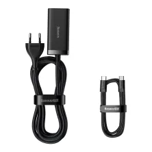 Мережевий зарядний пристрій Baseus GaN3 Pro Desktop Fast Charger QC4.0+PD3.0 100W 2USB+2Type-C 5A + кабель Baseus Type-C to Type-C 100W 20V/5A 1м Чорний