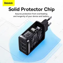 Мережевий зарядний пристрій Baseus Compact Charger 3USB 3.4A 17W Чорний