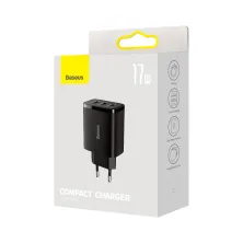 Мережевий зарядний пристрій Baseus Compact Charger 3USB 3.4A 17W Чорний