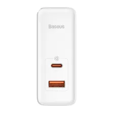 Мережевий зарядний пристрій Baseus GaN5 Pro Fast Charger QC4.0+PD3.0 100W USB+Type-C 5A + кабель Baseus Type-C to Type-C 100W 20V/5A 1м Білий
