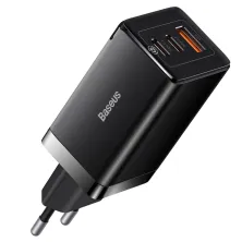 Сетевое зарядное устройство Baseus GaN5 Pro Fast Charger QC4.0+PD3.0 65W USB+2Type-C 3A + кабель Baseus Type-C to Type-C 100W 20V/5A 1м Черный