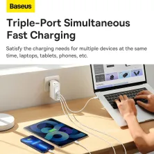 Сетевое зарядное устройство Baseus GaN5 Pro Fast Charger QC4.0+PD3.1 140W USB+2Type-C 5A + кабель Baseus Type-C to Type-C 240W 48V/5A 1м Белый