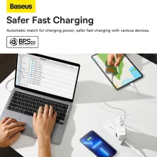 Сетевое зарядное устройство Baseus GaN5 Pro Fast Charger QC4.0+PD3.1 140W USB+2Type-C 5A + кабель Baseus Type-C to Type-C 240W 48V/5A 1м Белый