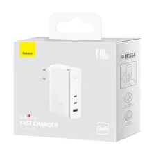 Сетевое зарядное устройство Baseus GaN5 Pro Fast Charger QC4.0+PD3.1 140W USB+2Type-C 5A + кабель Baseus Type-C to Type-C 240W 48V/5A 1м Белый