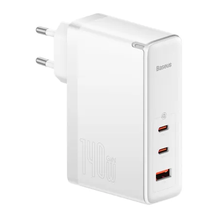 Сетевое зарядное устройство Baseus GaN5 Pro Fast Charger QC4.0+PD3.1 140W USB+2Type-C 5A + кабель Baseus Type-C to Type-C 240W 48V/5A 1м Белый