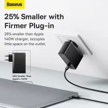 Сетевое зарядное устройство Baseus GaN5 Pro Fast Charger QC4.0+PD3.1 140W USB+2Type-C 5A + кабель Baseus Type-C to Type-C 240W 48V/5A 1м Черный
