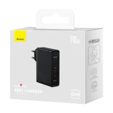 Сетевое зарядное устройство Baseus GaN5 Pro Fast Charger QC4.0+PD3.1 140W USB+2Type-C 5A + кабель Baseus Type-C to Type-C 240W 48V/5A 1м Черный