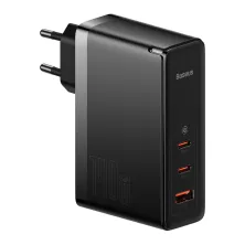 Мережевий зарядний пристрій Baseus GaN5 Pro Fast Charger QC4.0+PD3.1 140W USB+2Type-C 5A + кабель Baseus Type-C to Type-C 240W 48V/5A 1м Чорний
