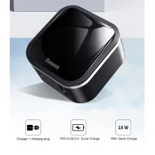 Мережевий зарядний пристрій Baseus Removable 2in1 Universal Travel Adapter QC3.0+PD3.0 18W USB+Type-C 3A Універсальний Чорний