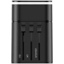 Мережевий зарядний пристрій Baseus Removable 2in1 Universal Travel Adapter QC3.0+PD3.0 18W USB+Type-C 3A Універсальний Чорний