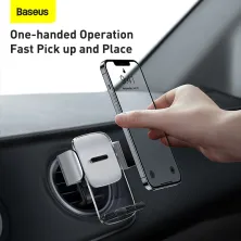 Автодержатель для телефона Baseus Easy Control Clamp Air Outlet Version в круглый воздуховод Серебристый