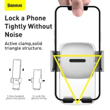 Автодержатель для телефона Baseus Easy Control Clamp Air Outlet Version в круглый воздуховод Серебристый