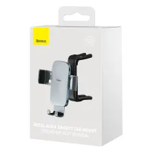 Автодержатель для телефона Baseus Metal Age2 Gravity в круглый воздуховод Серый