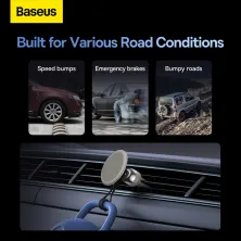 Автотримач для телефону магнітний Baseus C01 Magnetic Air Outlet в повітропровід з тримачем для кабелю Білий