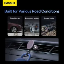 Автотримач для телефона магнітний Baseus C01 Magnetic Air Outlet в повітропровід з тримачем для дроту Фіолетовий