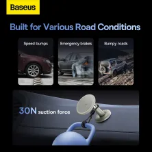 Автотримач для телефону магнітний Baseus C01 Magnetic Stick-on Version на торпедо з тримачем для кабелю Білий
