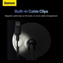 Автотримач для телефону магнітний Baseus C01 Magnetic Stick-on Version на торпедо з тримачем для кабелю Білий