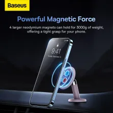 Автотримач для телефону магнітний Baseus C01 Magnetic Stick-on Version на торпедо з тримачем для кабелю Фіолетовий