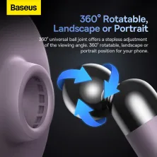 Автотримач для телефону магнітний Baseus C01 Magnetic Stick-on Version на торпедо з тримачем для кабелю Фіолетовий