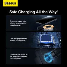Беспроводное автомобильное зарядное устройство Baseus Halo Electric Wireless Charging Car Mount с технологией Qi 15W Черный