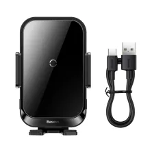 Беспроводное автомобильное зарядное устройство Baseus Halo Electric Wireless Charging Car Mount с технологией Qi 15W Черный