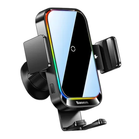 Беспроводное автомобильное зарядное устройство Baseus Halo Electric Wireless Charging Car Mount с технологией Qi 15W Черный