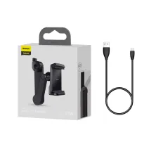 Автодержатель на подголовник для телефона Baseus Energy Storage Backseat Holder с беспроводной зарядкой Qi 15W Черный