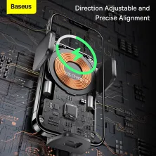 Бездротовий автомобільний зарядний пристрій Baseus Wisdom Auto Alignment Car Mount Wireless Charger з технологією Qi 15W Чорний