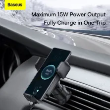 Бездротовий автомобільний зарядний пристрій Baseus Wisdom Auto Alignment Car Mount Wireless Charger з технологією Qi 15W Чорний