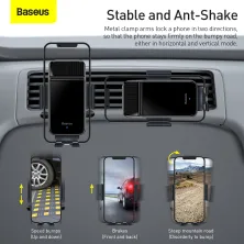 Автотримач на сонячній батареї для телефона Baseus Smart Solar Power в повітропровід автоматичний Чорний