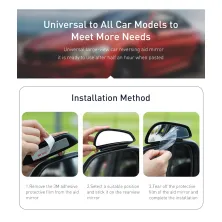 Автомобильное зеркало для слепых зон Baseus Large View Reversing Auxiliary Mirror набор 2 штуки Черный