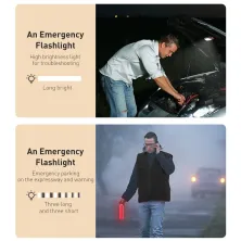 Аварійний ліхтарик на сонячній батареї автомобільний Baseus Solar Emergency Car Flashlight Чорний
