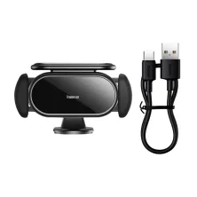 Автодержатель на солнечной батарее для телефона Baseus Steel Cannon pro Solar Electric Car Mount на торпедо Черный