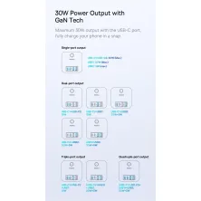 Мережевий зарядний пристрій Baseus PowerCombo Cube PowerStrip 30W 3AC+2USB+2Type-C 3A Чорний