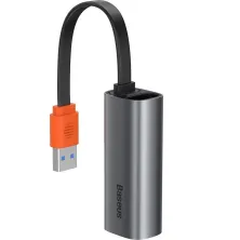 USB-хаб Baseus Steel Cannon Series USB A & Type-C Bidirectional Gigabit LAN Ethernet RJ45 Adapter Сірий
