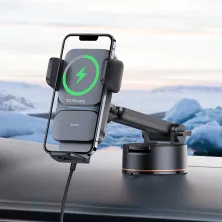 Беспроводное автомобильное зарядное устройство Baseus Wisdom Auto Alignment Car Mount Wireless Charger Suction Base с технологией Qi 15W Черный