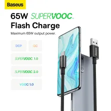 Кабель Baseus Superior Series Fast Charging Data Cable USB to Type-C 65W SUPERVOOC 1m Чорний