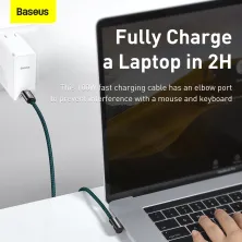 Кабель Baseus Legend Series Elbow Fast Charging Data Cable Type-C to Type-C 100W 20V 5A 2m Синий