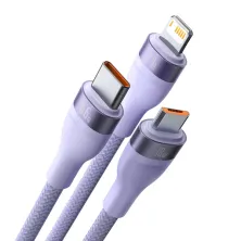 Кабель Baseus Flash Series 2 3-in-1 Fast Charging Data Cable USB to Lightning+Type-C+MicroUSB 66W 1.2m Фиолетовый