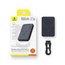 УМБ Baseus EnerFill FM11 Ultra-Mini Magnetic 2in1 10000mAh 22.5W 3A QC3.0+PD3.0 з Бездротовою зарядкою Qi 15W Чорний