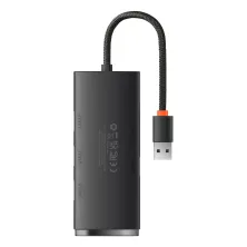 USB-хаб Baseus 4in1 Lite Series 4-Port Type-A HUB Adapter Type-A to USB3.0*4 кабель 0.25м Черный