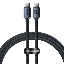 Кабель Baseus Crystal Shine Series Fast Charging Data Cable Type-C to Type-C 100W 20V 5A 1.2m Чорний
