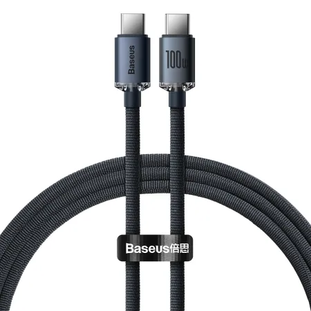 Кабель Baseus Crystal Shine Series Fast Charging Data Cable Type-C to Type-C 100W 20V 5A 1.2m Чорний